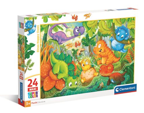 Clementoni puzzle - 24 db - MAXI - Boldog Dínó Oázis