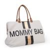 Mommy Bag Táska – fehér csíkos arany/fekete