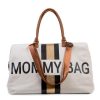 Mommy Bag Táska – fehér csíkos arany/fekete